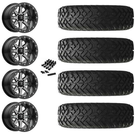 14" MSA Lok M21 Beadlock Charcoal UTV Rims & 32" EFX Gripper R/T-K Tires 10 Ply Mounted
