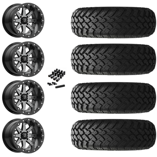 14" MSA Lok M21 Beadlock Charcoal UTV Rims & 31" EFX MotoHammer Tires 8 Ply Mounted