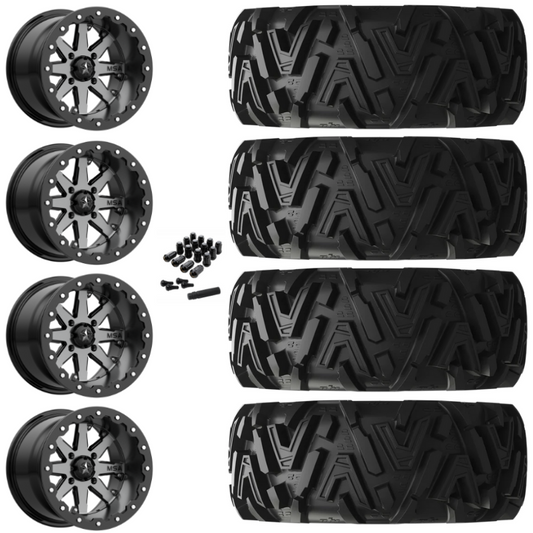 14" MSA Lok M21 Beadlock Charcoal UTV Rims & 26" EFX MotoMTC Tires 6 Ply Mounted