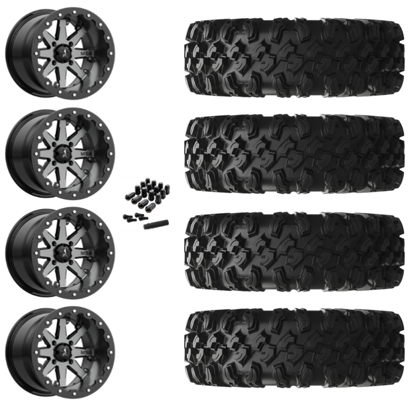 14" MSA Lok M21 Beadlock Charcoal UTV Rims & 30" EFX MotoRavage XL Tires 8 Ply Mounted