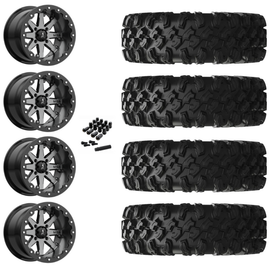 14" MSA Lok M21 Beadlock Charcoal UTV Rims & 30" EFX MotoRavage XL Tires 8 Ply Mounted