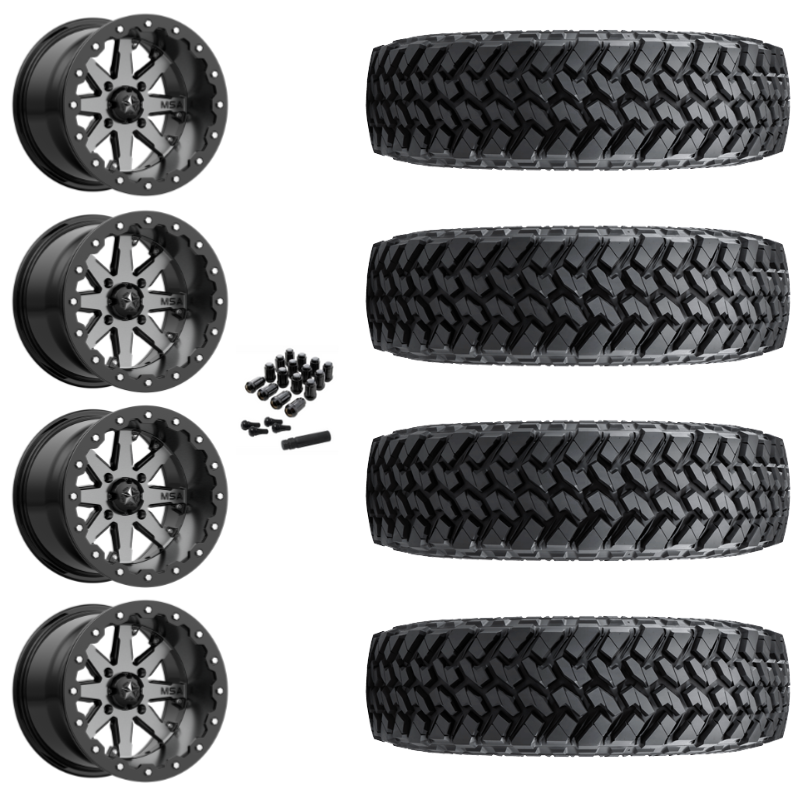 15" MSA Lok M21 Beadlock Charcoal UTV Rims & 33" Nitto Trail Grappler SxS Tires 8 Ply Mounted