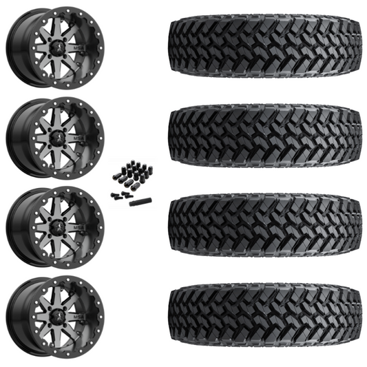 15" MSA Lok M21 Beadlock Charcoal UTV Rims & 33" Nitto Trail Grappler SxS Tires 8 Ply Mounted