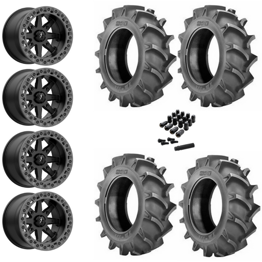 14" MSA Lok2 M31 Beadlock Black & Gray Ring UTV Rims & 28" BKT TR171 Tires 6 Ply Mounted