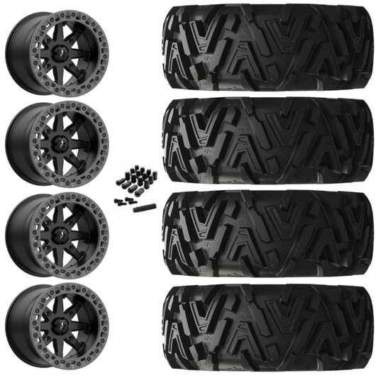 18" MSA Lok2 M31 Beadlock Black & Gray Ring UTV Rims & 32" EFX MotoMTC Tires 6 Ply Mounted