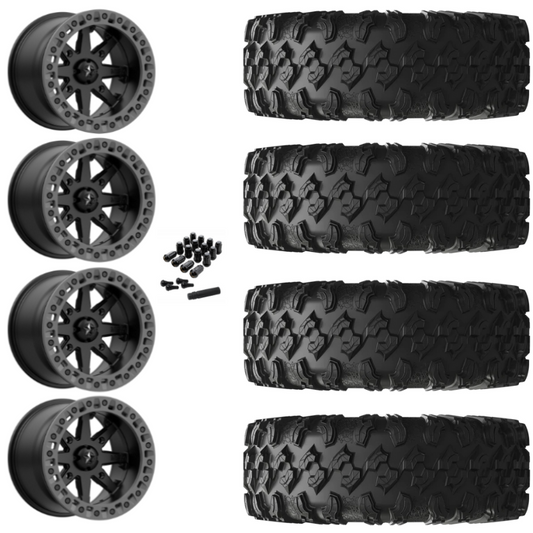 15" MSA Lok2 M31 Beadlock Black & Gray Ring UTV Rims & 32" EFX MotoRavage Tires 8 Ply Mounted