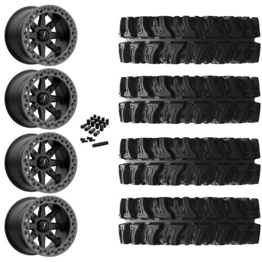 18" MSA Lok2 M31 Beadlock Black & Gray Ring UTV Rims & 32" EFX MotoSlayer Tires 6 Ply Mounted