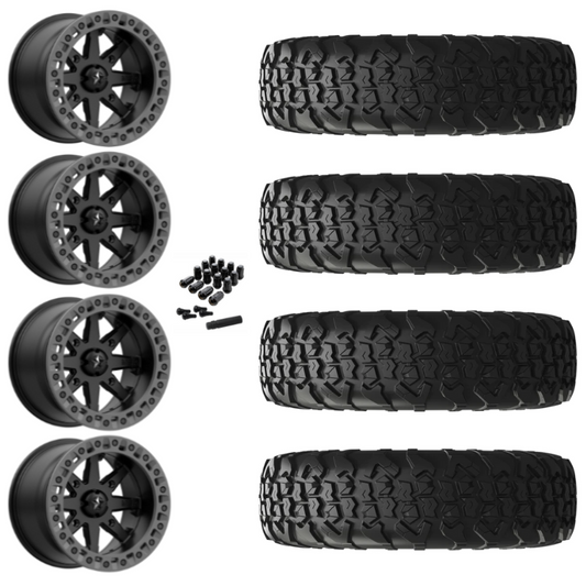 15" MSA Lok2 M31 Beadlock Black & Gray Ring UTV Rims & 32" EFX MotoVator R/T Tires 8 Ply Mounted