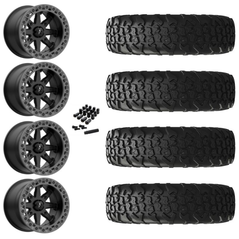 15" MSA Lok2 M31 Beadlock Black & Gray Ring UTV Rims & 33" EFX MotoVator R/T Tires 8 Ply Mounted