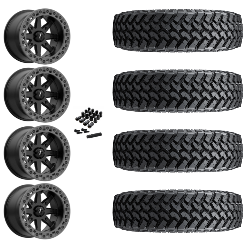 15" MSA Lok2 M31 Beadlock Black & Gray Ring UTV Rims & 30" Nitto Trail Grappler SxS Tires 8 Ply Mounted