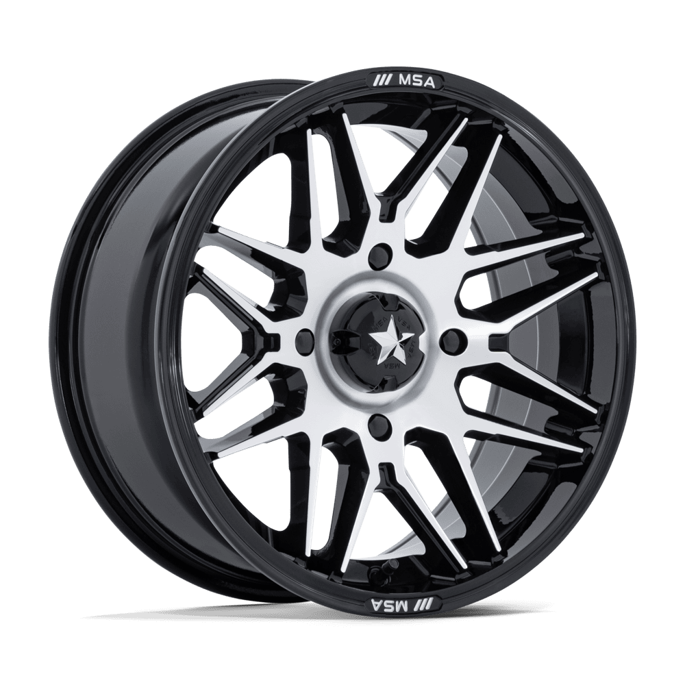 MSA M52 Radar UTV Gloss Black with Machined Face Wheels, Cast Aluminum