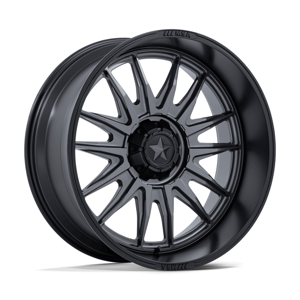 MSA M55 Commander UTV Matte Gunmetal with Matte Black Lip Wheels, Cast Aluminum
