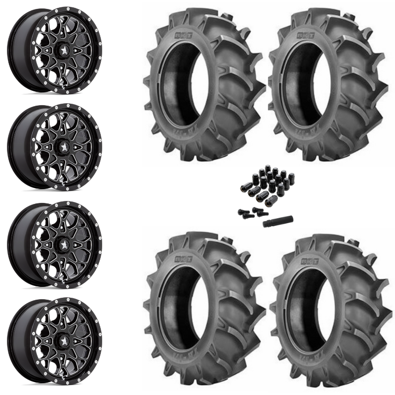 20" MSA Portal M45 Black Milled UTV Rims & 33" BKT TR171 Tires 6 Ply Mounted