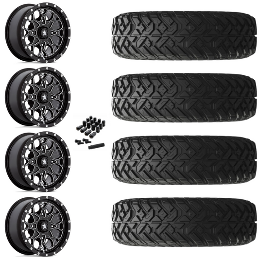14" MSA Portal M45 Black Milled UTV Rims & 28" EFX Gripper R/T-K Tires 10 Ply Mounted