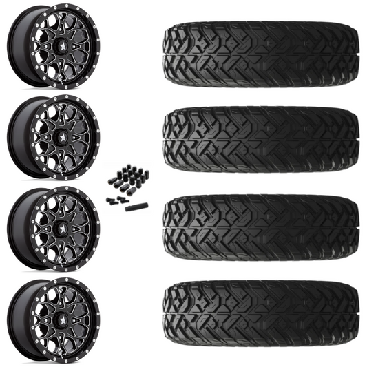 14" MSA Portal M45 Black Milled UTV Rims & 32" EFX Gripper R/T Tires 10 Ply Mounted