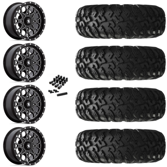 18" MSA Portal M45 Black Milled UTV Rims & 33" EFX MotoClaw Tires 8 Ply Mounted
