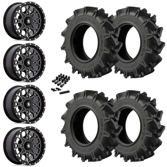 20" MSA Portal M45 Black Milled UTV Rims & 33" EFX MotoHavok Tires 6 Ply Mounted