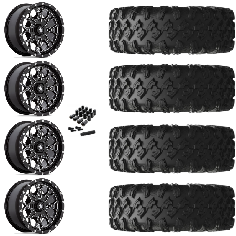20" MSA Portal M45 Black Milled UTV Rims & 35" EFX MotoRavage Tires 8 Ply Mounted