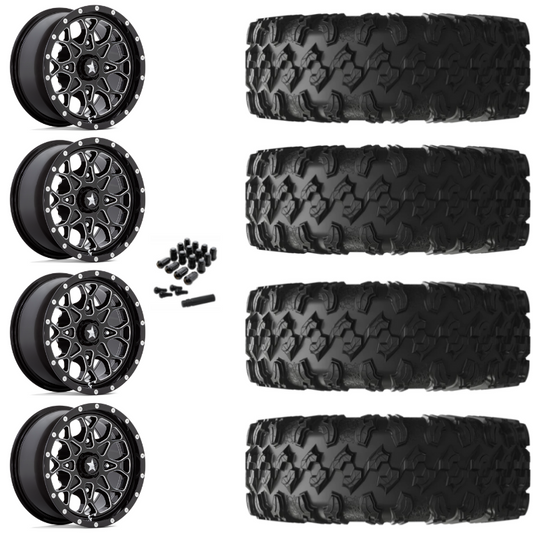 18" MSA Portal M45 Black Milled UTV Rims & 32" EFX MotoRavage Tires 8 Ply Mounted
