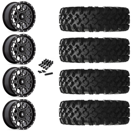 16" MSA Portal M45 Black Milled UTV Rims & 30" EFX MotoRavage XL Tires 8 Ply Mounted