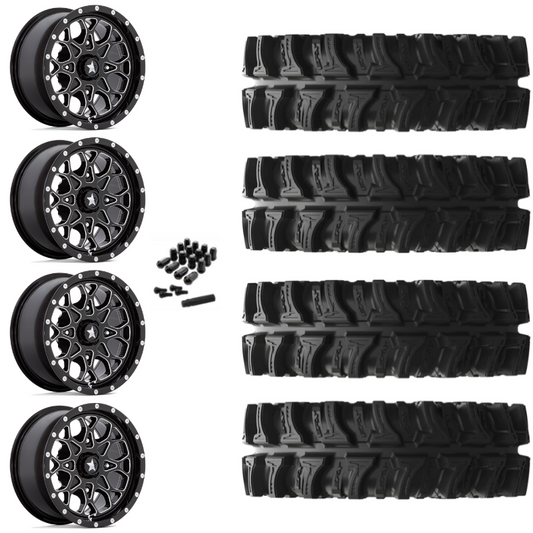 24" MSA Portal M45 Black Milled UTV Rims & 35" EFX MotoSlayer Tires 6 Ply Mounted