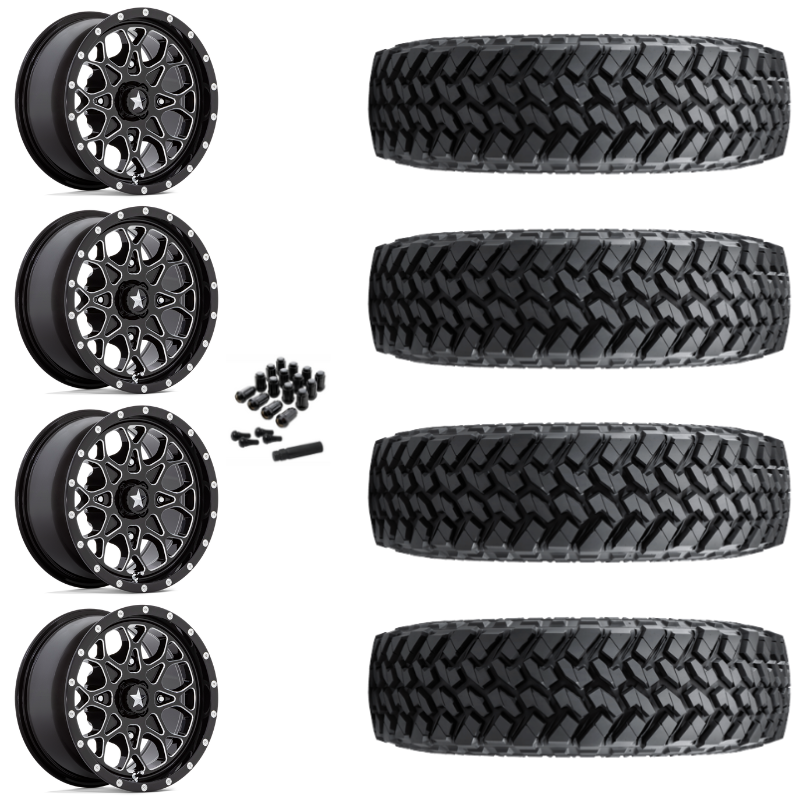 15" MSA Portal M45 Black Milled UTV Rims & 32" Nitto Trail Grappler SxS Tires 8 Ply Mounted