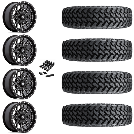 15" MSA Portal M45 Black Milled UTV Rims & 33" Nitto Trail Grappler SxS Tires 8 Ply Mounted
