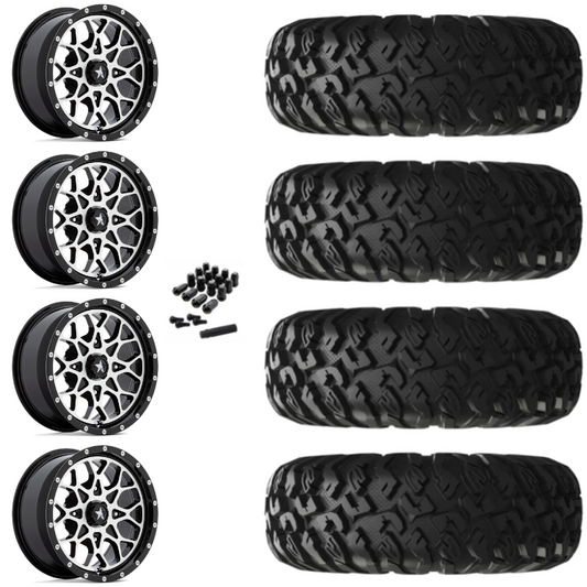 18" MSA Portal M45 Machined UTV Rims & 33" EFX MotoClaw Tires 8 Ply Mounted