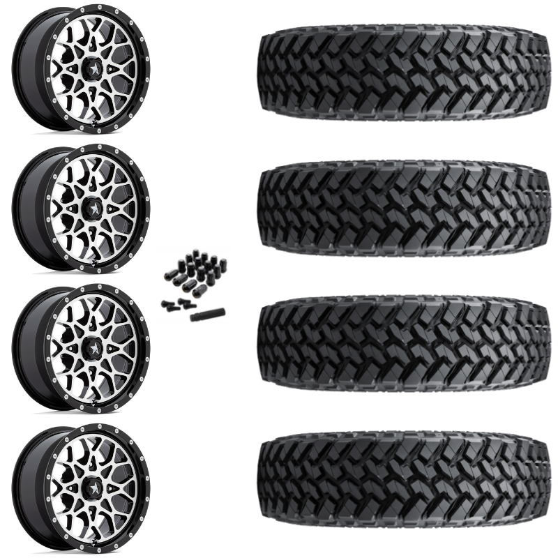15" MSA Portal M45 Machined UTV Rims & 32" Nitto Trail Grappler SxS Tires 8 Ply Mounted