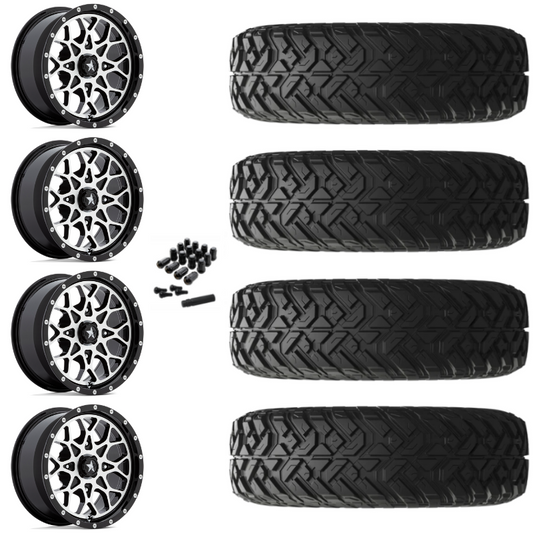 14" MSA Portal M45 Machined UTV Rims & 28" EFX Gripper R/T-K Tires 10 Ply Mounted
