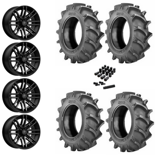 14" MSA Rogue M40 Black UTV Rims & 28" BKT TR171 Tires 6 Ply Mounted