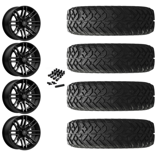 14" MSA Rogue M40 Black UTV Rims & 32" EFX Gripper R/T-K Tires 10 Ply Mounted