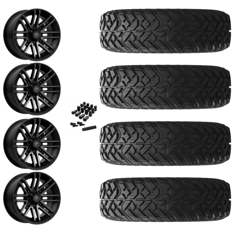 14" MSA Rogue M40 Black UTV Rims & 28" EFX Gripper R/T-K Tires 10 Ply Mounted