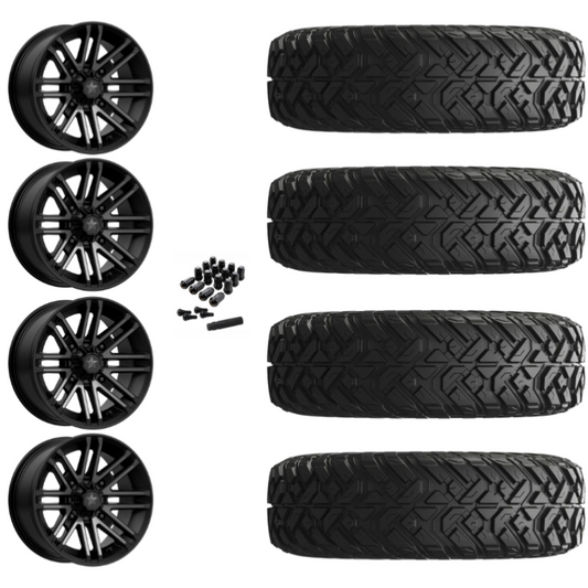 15" MSA Rogue M40 Black UTV Rims & 30" EFX Gripper Standard Tires 8 Ply Mounted