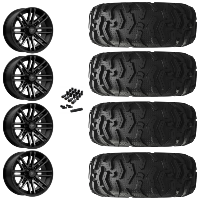 14" MSA Rogue M40 Black UTV Rims & 26" EFX MotoForce Tires 6 Ply Mounted