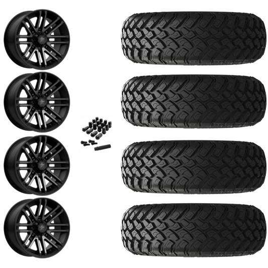 14" MSA Rogue M40 Black UTV Rims & 30" EFX MotoHammer Tires 8 Ply Mounted