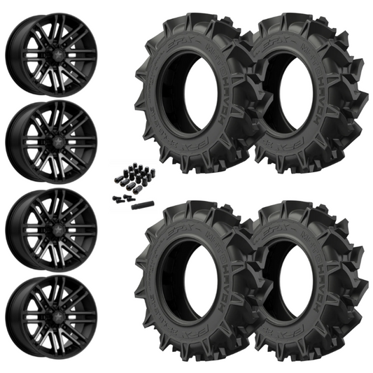 16" MSA Rogue M40 Black UTV Rims & 30" EFX MotoHavok Tires 6 Ply Mounted