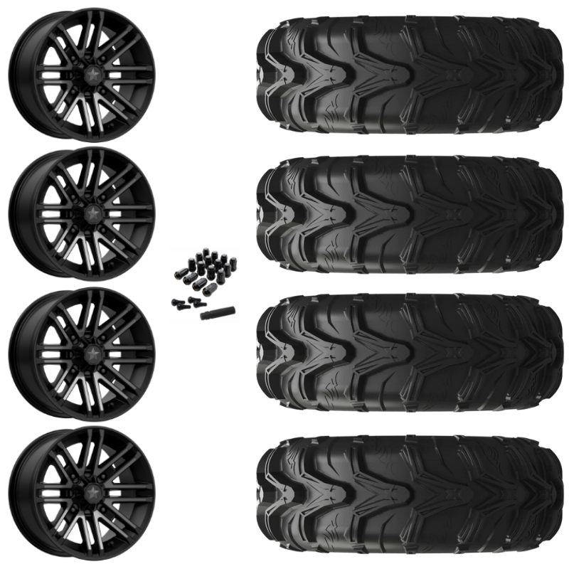 14" MSA Rogue M40 Black UTV Rims & 27" EFX MotoMax Tires 6 Ply Mounted