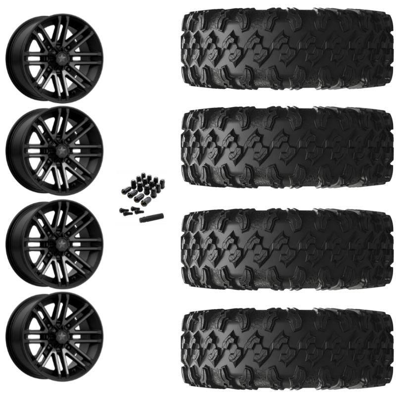 15" MSA Rogue M40 Black UTV Rims & 30" EFX MotoRavage Tires 8 Ply Mounted