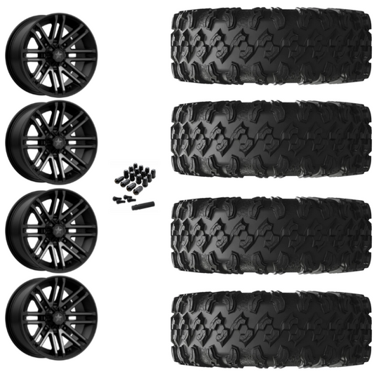 14" MSA Rogue M40 Black UTV Rims & 30" EFX MotoRavage Tires 8 Ply Mounted