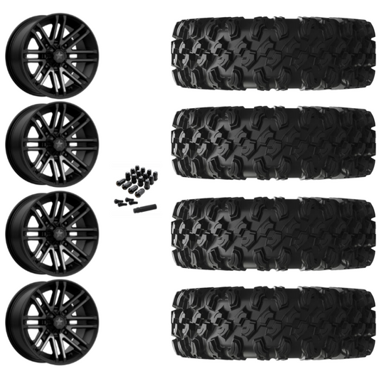 14" MSA Rogue M40 Black UTV Rims & 30" EFX MotoRavage XL Tires 8 Ply Mounted