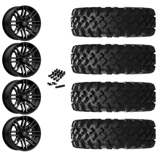 16" MSA Rogue M40 Black UTV Rims & 30" EFX MotoRavage XL Tires 8 Ply Mounted