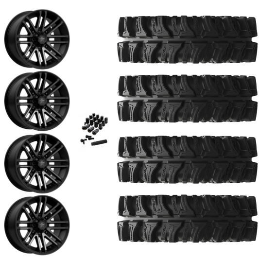 14" MSA Rogue M40 Black UTV Rims & 28" EFX MotoSlayer Tires 6 Ply Mounted