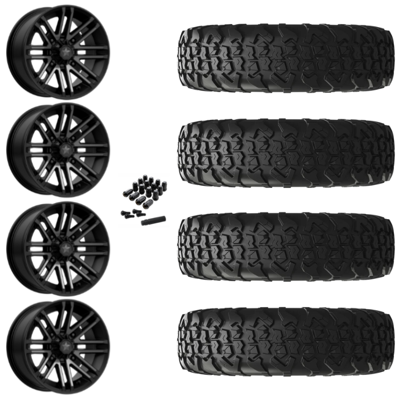 15" MSA Rogue M40 Black UTV Rims & 32" EFX MotoVator R/T Tires 8 Ply Mounted