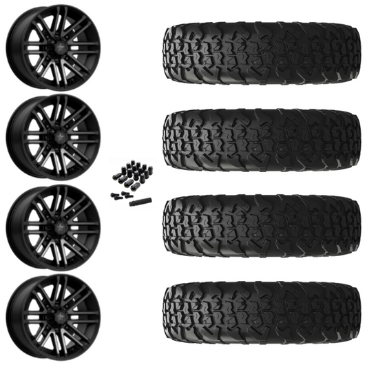 15" MSA Rogue M40 Black UTV Rims & 33" EFX MotoVator R/T Tires 8 Ply Mounted