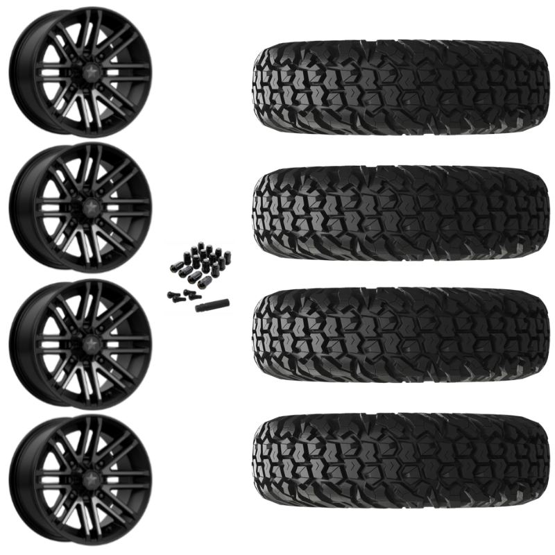 16" MSA Rogue M40 Black UTV Rims & 32" EFX MotoVator Tires 8 Ply Mounted