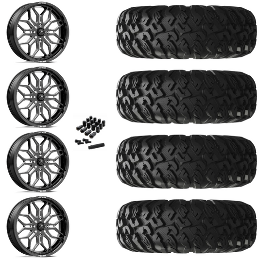 18" MSA Sniper M47 Black Milled UTV Rims & 33" EFX MotoClaw Tires 8 Ply Mounted