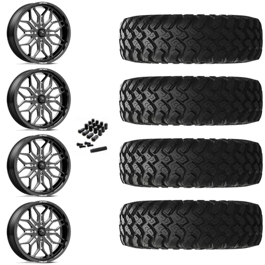 18" MSA Sniper M47 Black Milled UTV Rims & 35" EFX MotoRally Tires 8 Ply Mounted