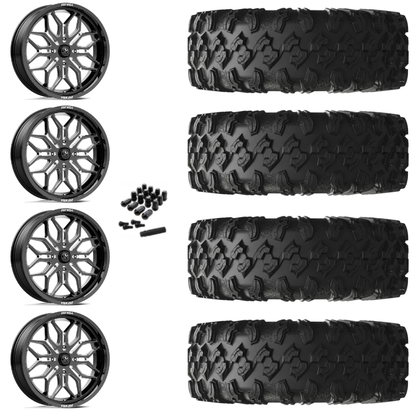 20" MSA Sniper M47 Black Milled UTV Rims & 35" EFX MotoRavage Tires 8 Ply Mounted