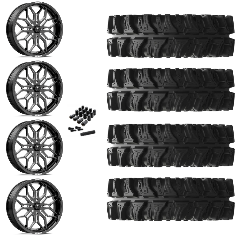 18" MSA Sniper M47 Black Milled UTV Rims & 32" EFX MotoSlayer Tires 6 Ply Mounted